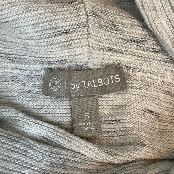 T by Talbots Grey Striped Funnel Neck Sweater - Picture 8 of 10